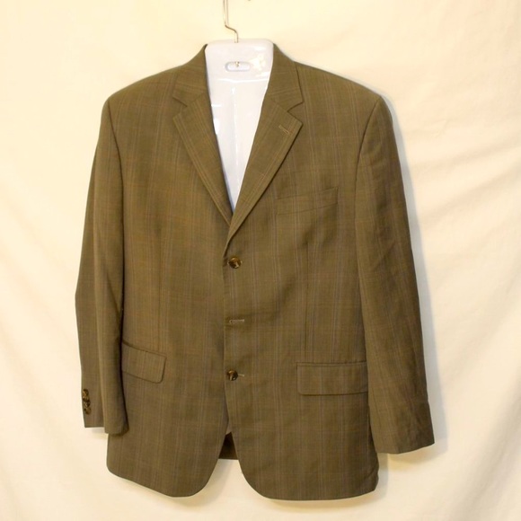 MEN BROWN PLAID MICHAEL KORS BLAZER PANTS SUIT SIZE 42R 100% WOOL ROLLED CUFFS - Picture 2 of 13